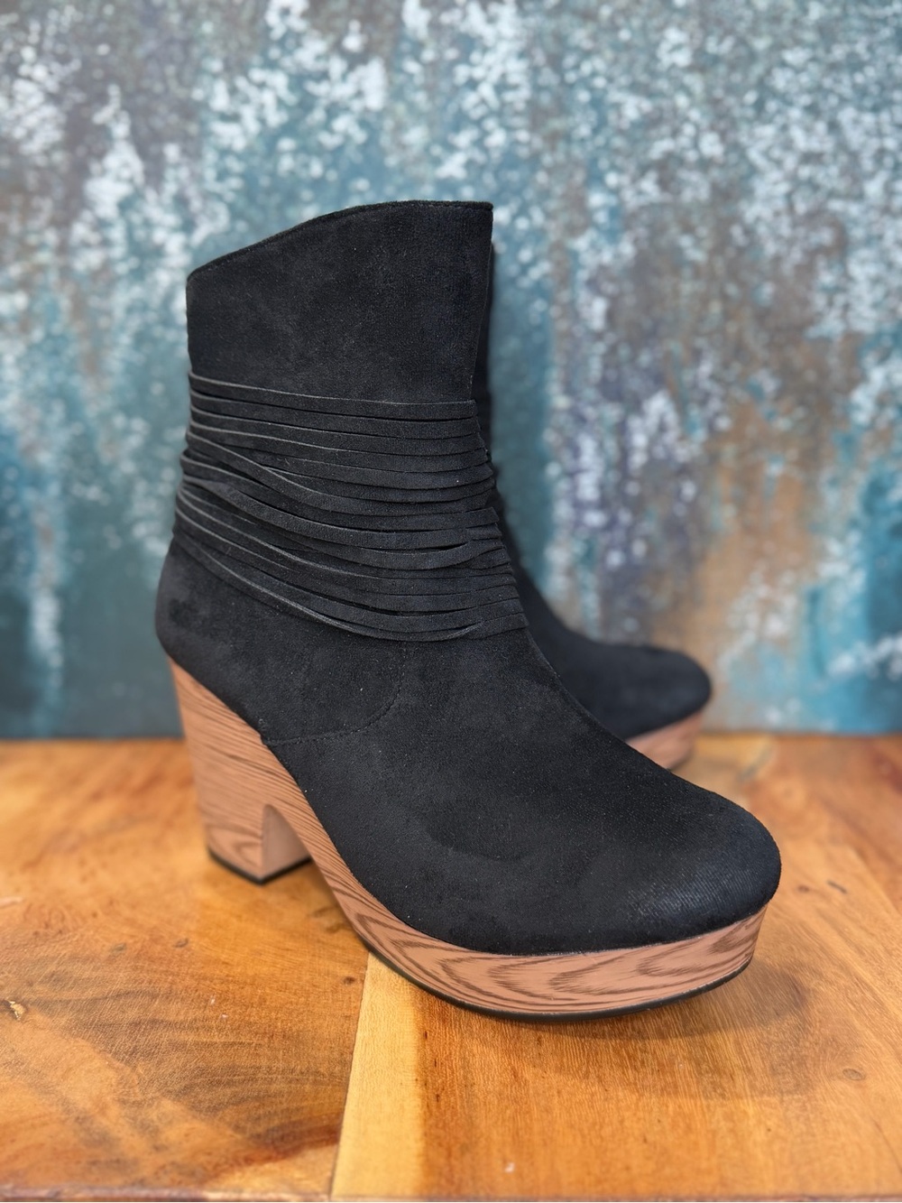 Pierre Dumas Boho Chic Ponce Platform Clog Ankle Boots Black Women’s 7